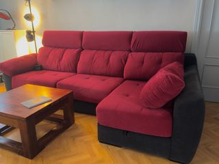 Sofá Chaiselongue 3 plazas burdeos