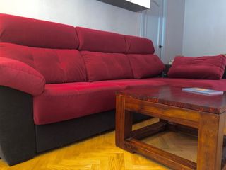 Sofá Chaiselongue 3 plazas burdeos