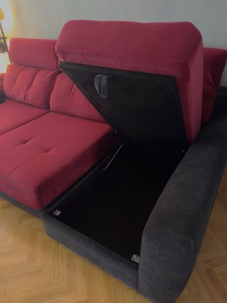 Sofá Chaiselongue 3 plazas burdeos