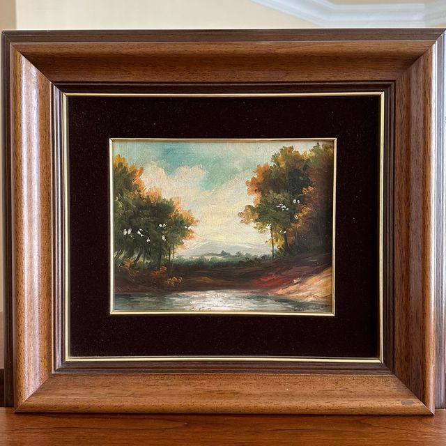Cuadro antiguo paisaje al óleo