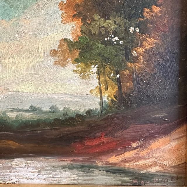 Cuadro antiguo paisaje al óleo