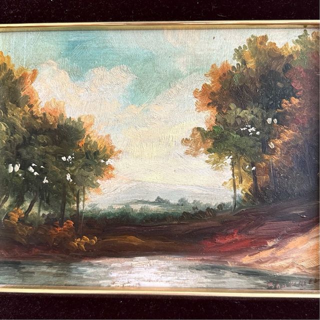 Cuadro antiguo paisaje al óleo