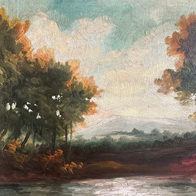 Cuadro antiguo paisaje al óleo