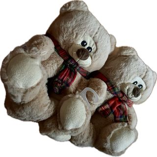 Pantuflas oso beige - rojas
