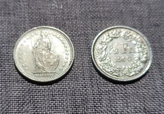 2 Monedas ½ Franco Suizo 1960