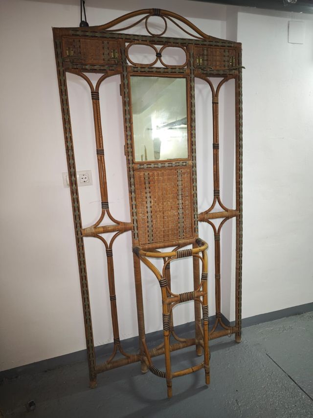 Recibidor mimbre vintage espejo Artesanía Valencia