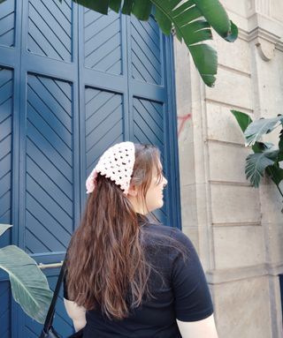 Bandana crochet rosa handmade