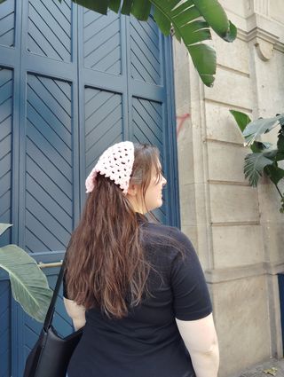 Bandana crochet rosa handmade