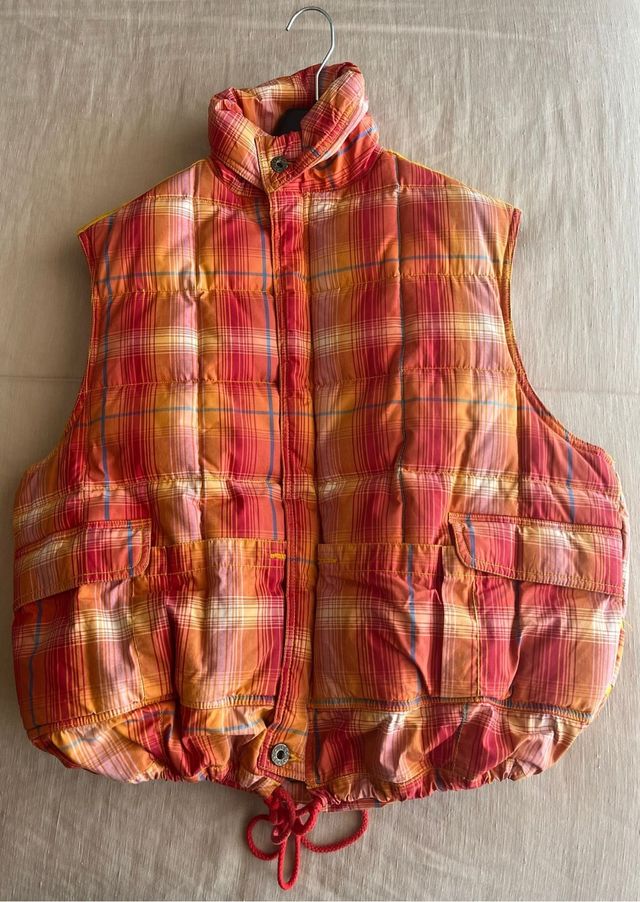 Chaleco acolchado a cuadros Rojo-Naranja