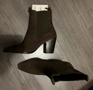 Botines Mango ante 37 verde oliva oscuro