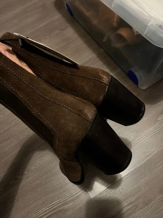 Botines Mango ante 37 verde oliva oscuro