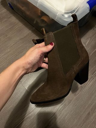 Botines Mango ante 37 verde oliva oscuro