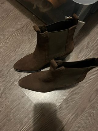 Botines Mango ante 37 verde oliva oscuro