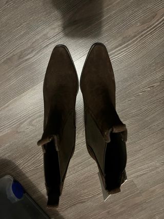 Botines Mango ante 37 verde oliva oscuro