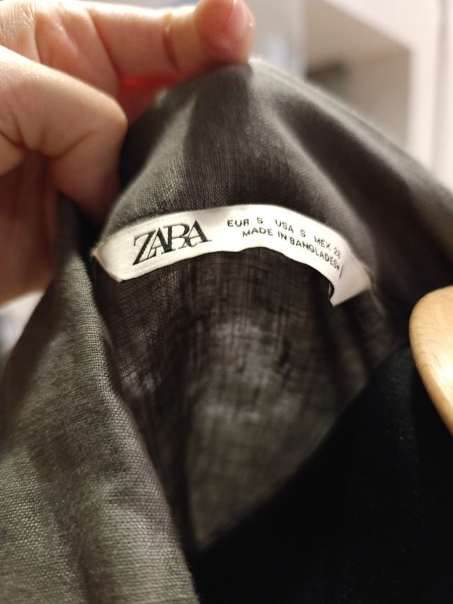 Camisa lino Zara verde oliva