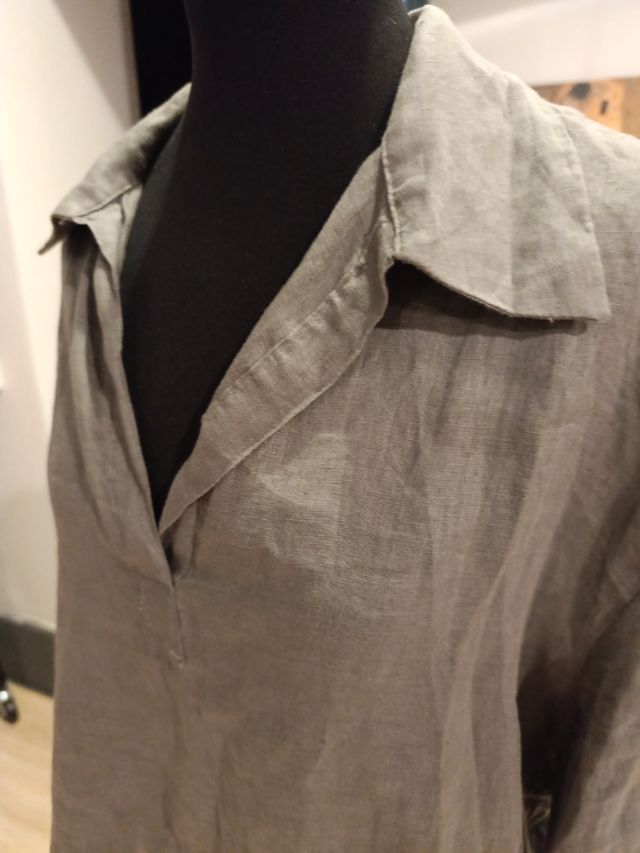 Camisa lino Zara verde oliva