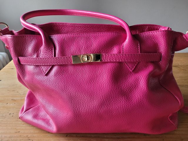 Borsa pelle fucsia Made in Italy
