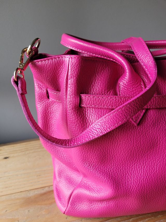 Borsa pelle fucsia Made in Italy