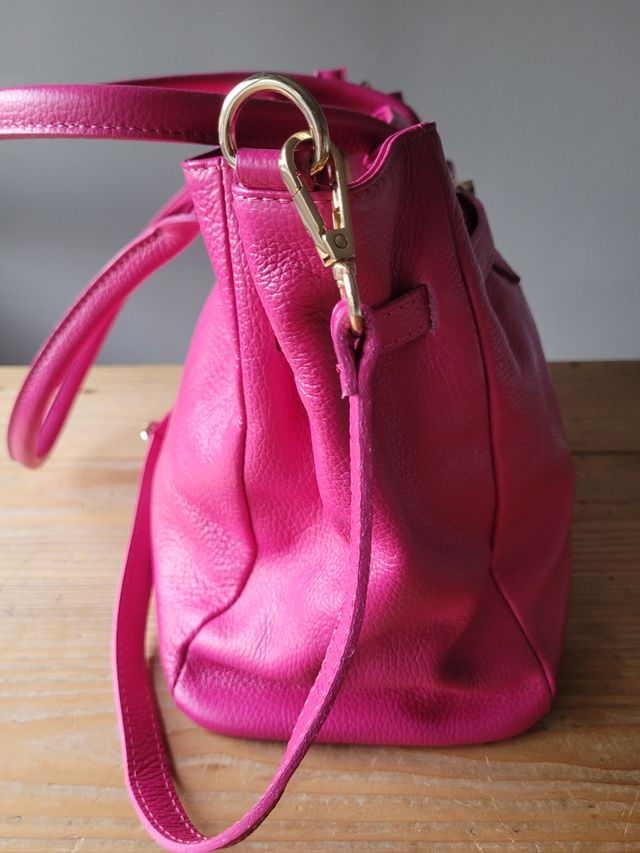 Borsa pelle fucsia Made in Italy