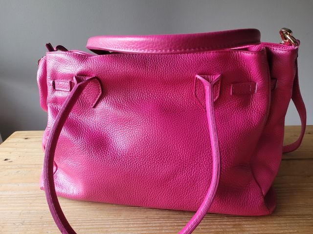 Borsa pelle fucsia Made in Italy