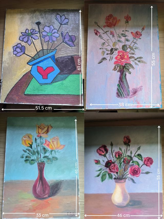 11 Cuadros Flores al óleo