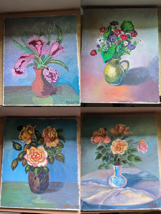 11 Cuadros Flores al óleo