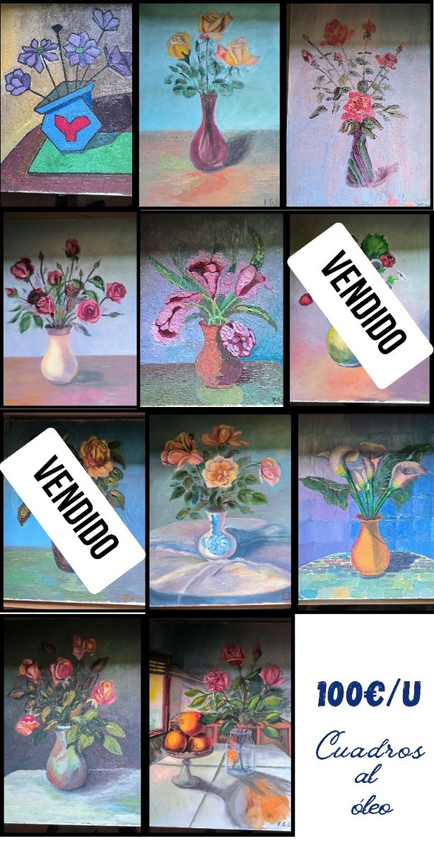 11 Cuadros Flores al óleo