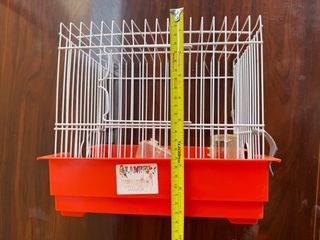 Jaula pájaros roja y blanca