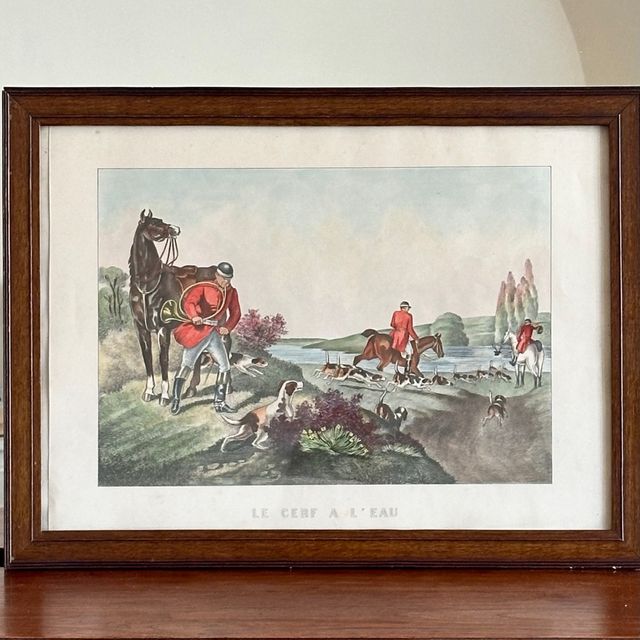 Vintage lámina original cacería