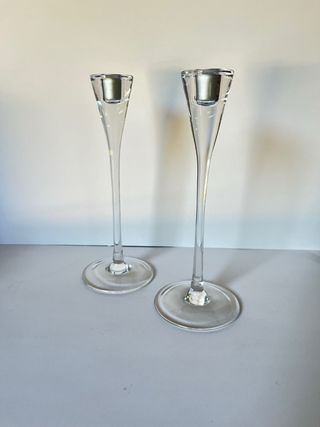 Candelabri in vetro trasparente - 2pz