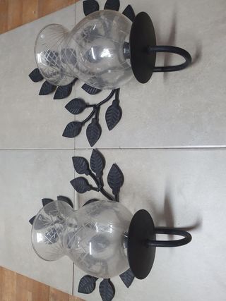 2 lámparas pared - cristal metal