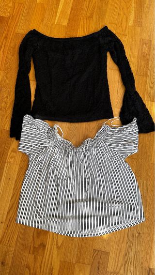 2 Blusas: Encaje negro & Rayas