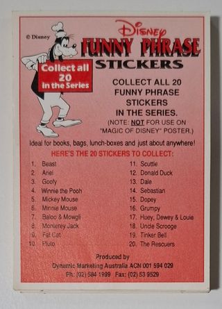 The Magic World of Disney subset 20 stickers cards
