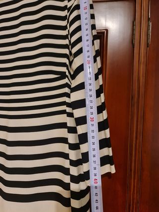 Vestido Zara rayas beige-negro.
