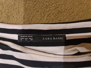 Vestido Zara rayas beige-negro.