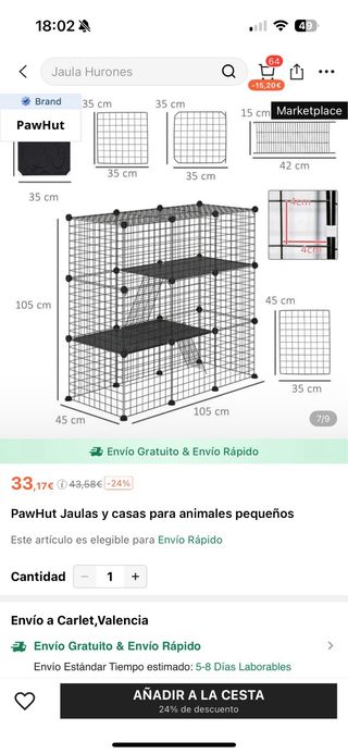 Rejilla metálica negra para jaula