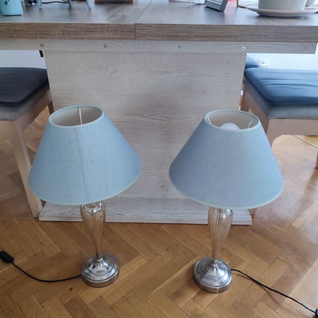 Lámparas mesa cristal metal azul
