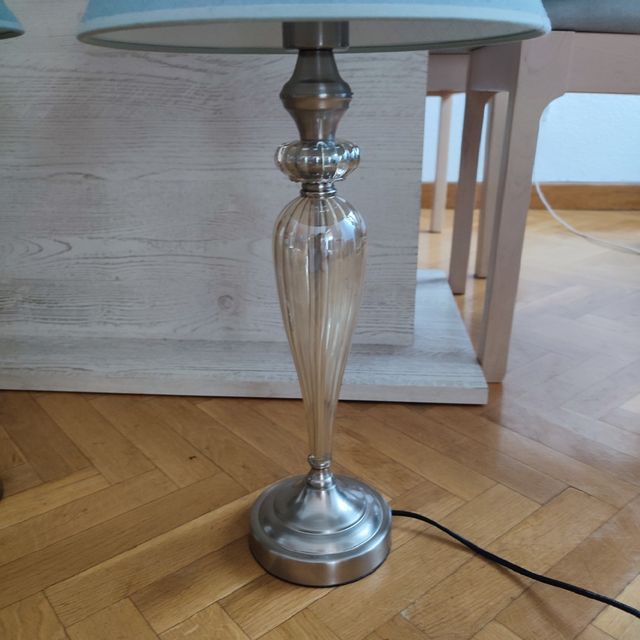 Lámparas mesa cristal metal azul