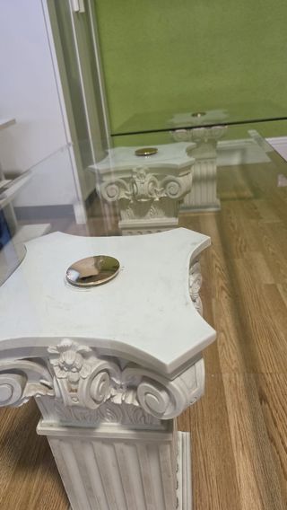Mesa centro cristal mármol blanco