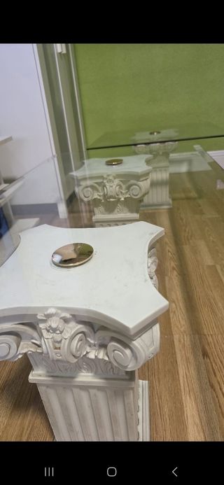 Mesa centro cristal mármol blanco