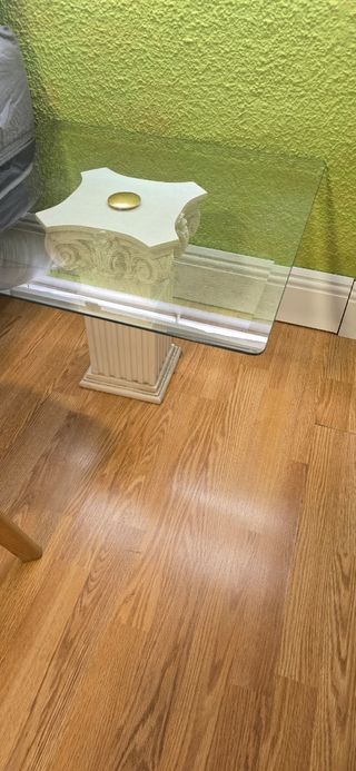 Mesa centro cristal mármol blanco