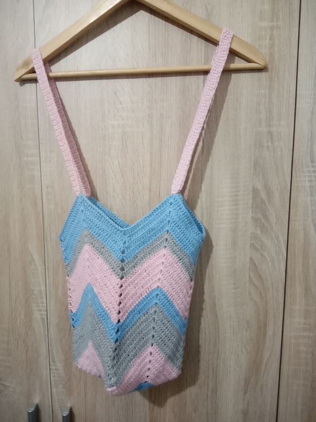 Saco Crochê Verde & Laranja