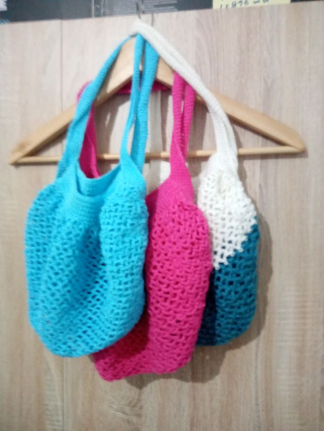 Saco Crochê Verde & Laranja