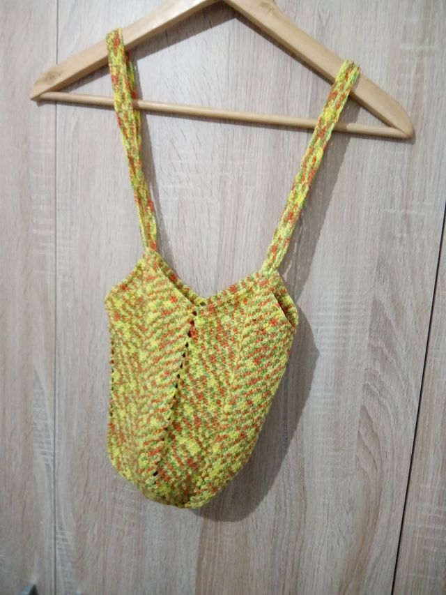 Saco Crochê Verde & Laranja