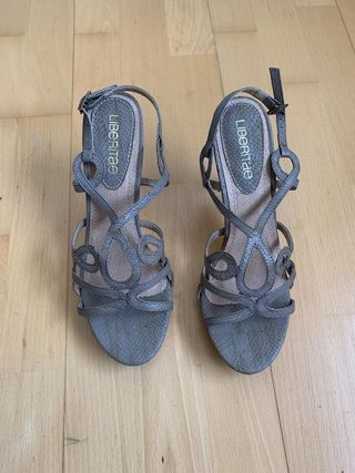 Sandalias tacón mujer Liberitae-39 beige