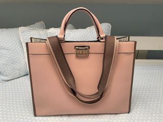 Bolso TOUS portafolio gris y rosa