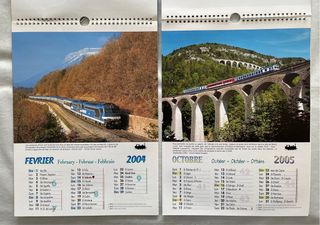 Lote 2 calendarios de pared trenes Francia