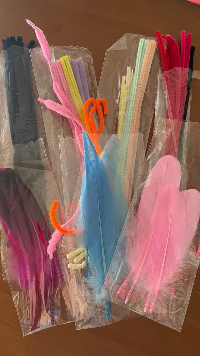 Kit Manualidades: Plumas, Pompones, Palitos
