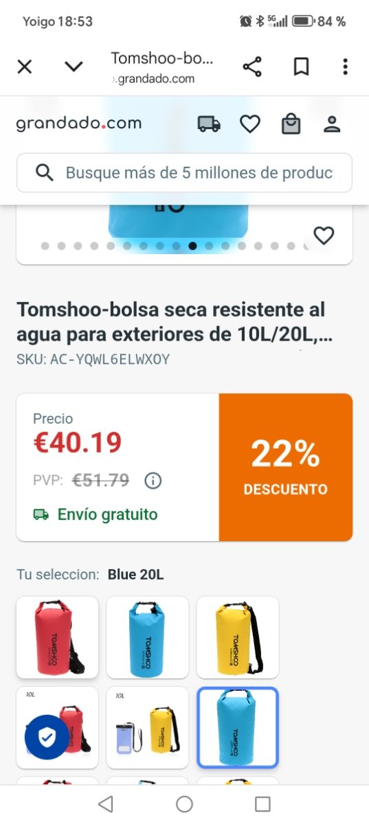 Bolsa estanca 20L - Impermeable