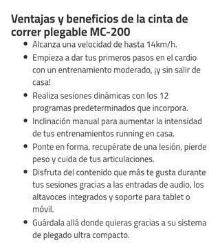 Cinta correr plegable FITFIU MC-200